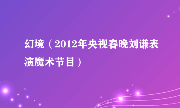 幻境（2012年央视春晚刘谦表演魔术节目）