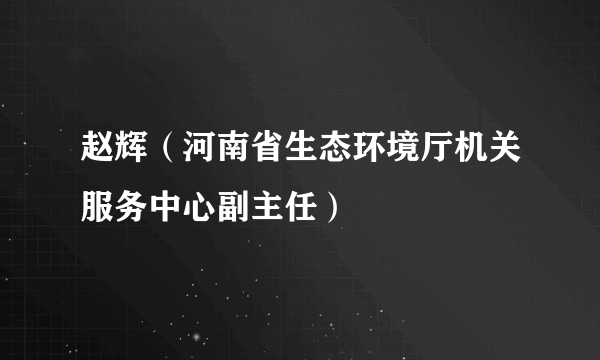 赵辉（河南省生态环境厅机关服务中心副主任）