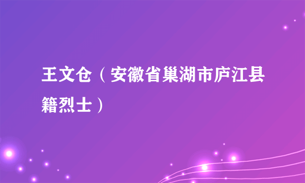 王文仓（安徽省巢湖市庐江县籍烈士）