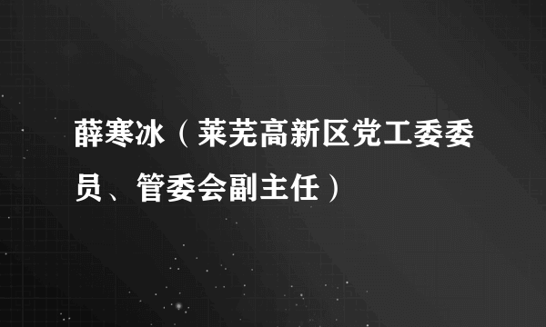 薛寒冰（莱芜高新区党工委委员、管委会副主任）