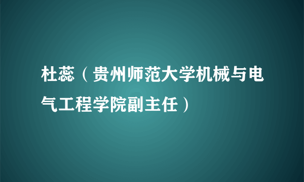 杜蕊（贵州师范大学机械与电气工程学院副主任）