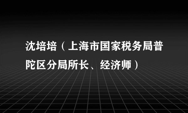 沈培培（上海市国家税务局普陀区分局所长、经济师）