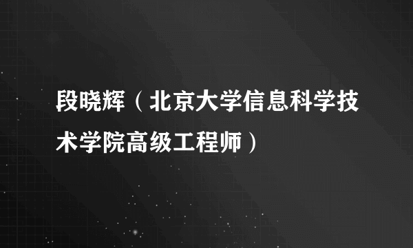 段晓辉（北京大学信息科学技术学院高级工程师）