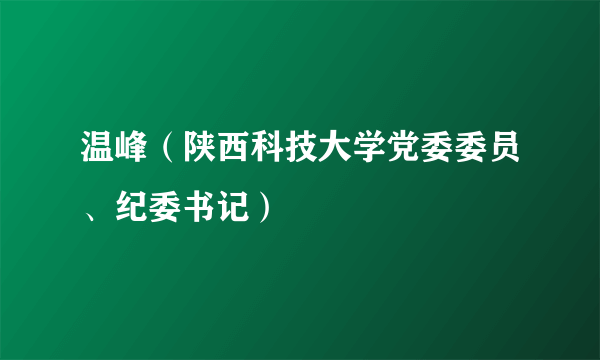 温峰（陕西科技大学党委委员、纪委书记）