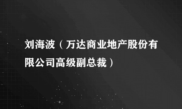 刘海波（万达商业地产股份有限公司高级副总裁）