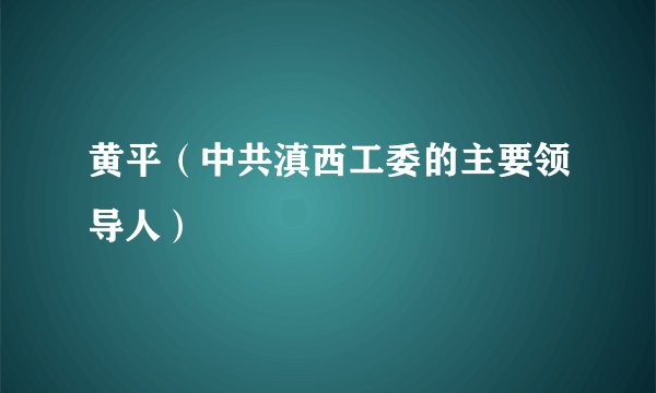 黄平（中共滇西工委的主要领导人）