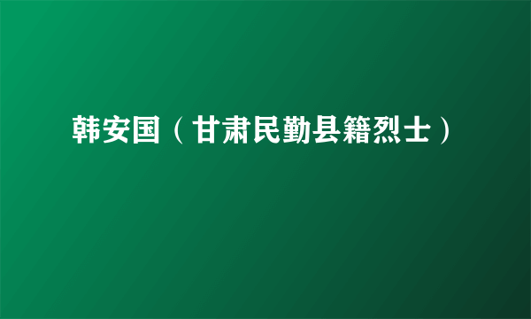 韩安国（甘肃民勤县籍烈士）