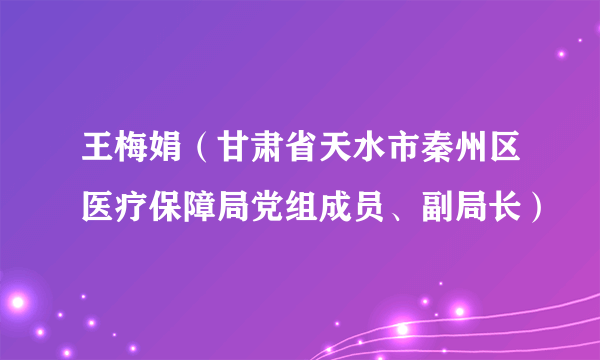 王梅娟（甘肃省天水市秦州区医疗保障局党组成员、副局长）