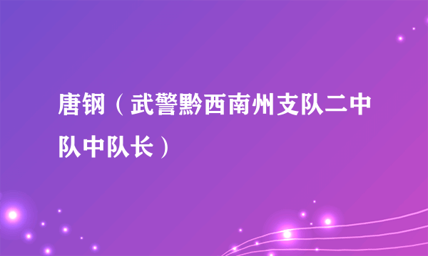 唐钢（武警黔西南州支队二中队中队长）