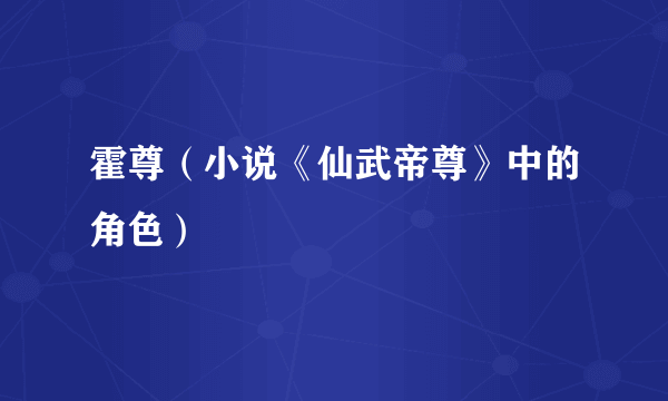 霍尊（小说《仙武帝尊》中的角色）