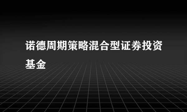 诺德周期策略混合型证券投资基金