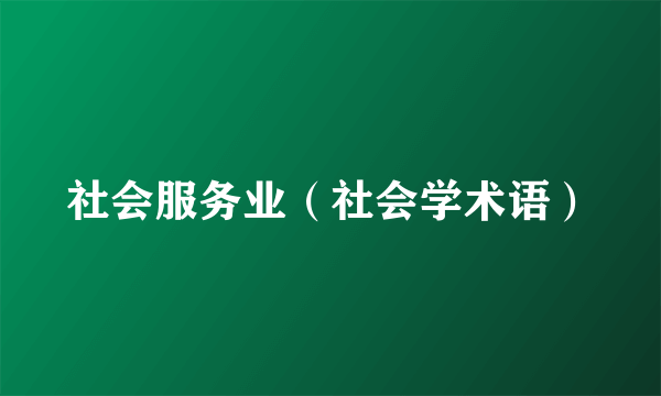 社会服务业（社会学术语）