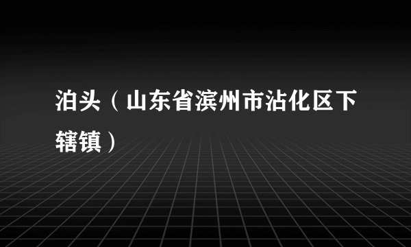 泊头（山东省滨州市沾化区下辖镇）