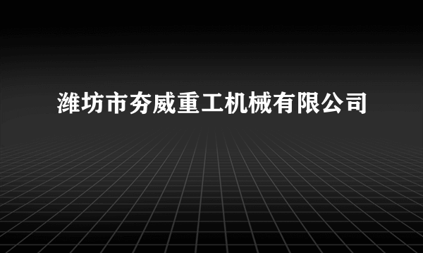 潍坊市夯威重工机械有限公司