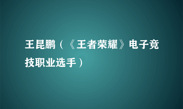 王昆鹏（《王者荣耀》电子竞技职业选手）