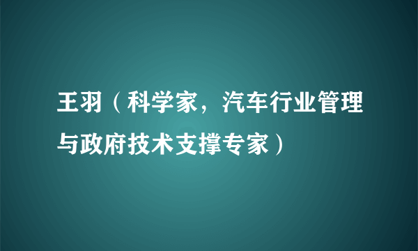 王羽（科学家，汽车行业管理与政府技术支撑专家）