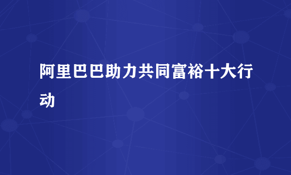 阿里巴巴助力共同富裕十大行动