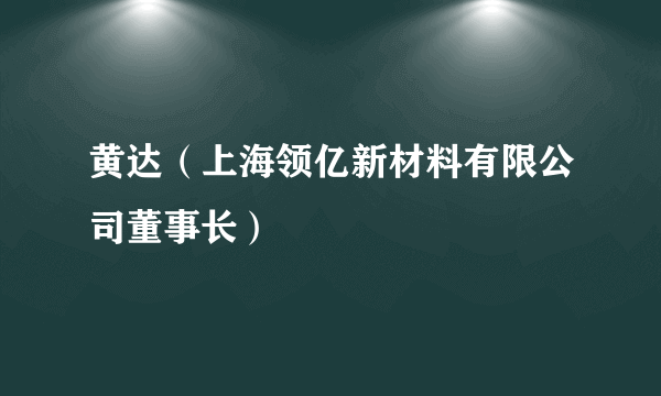 黄达（上海领亿新材料有限公司董事长）