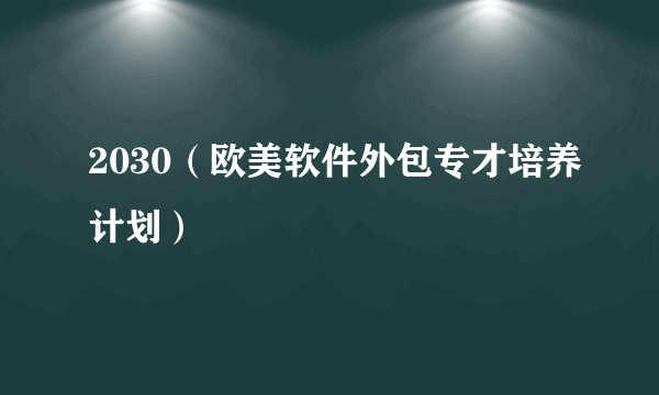 2030（欧美软件外包专才培养计划）