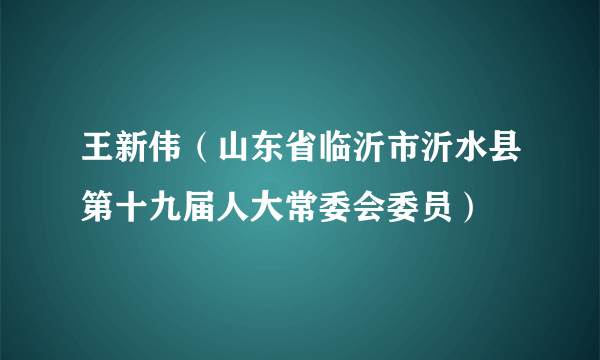 王新伟（山东省临沂市沂水县第十九届人大常委会委员）