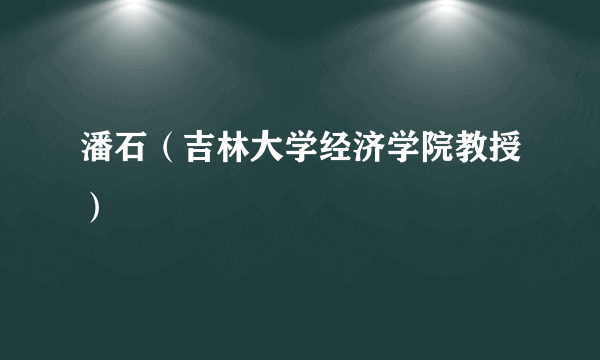 潘石（吉林大学经济学院教授）