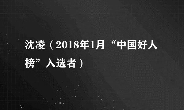 沈凌（2018年1月“中国好人榜”入选者）