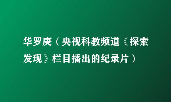 华罗庚（央视科教频道《探索发现》栏目播出的纪录片）