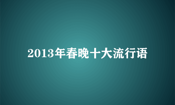 2013年春晚十大流行语