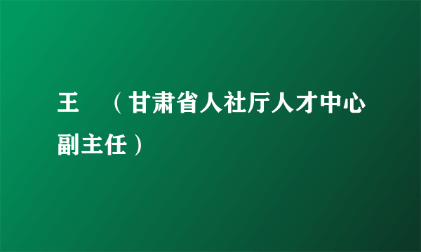 王琄（甘肃省人社厅人才中心副主任）