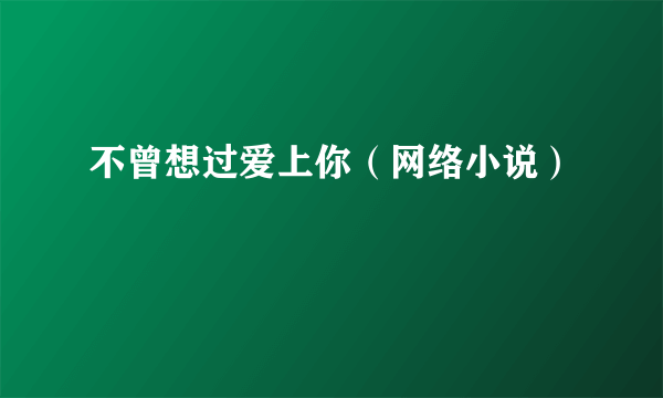 不曾想过爱上你（网络小说）