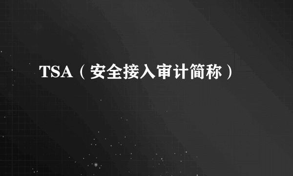 TSA（安全接入审计简称）