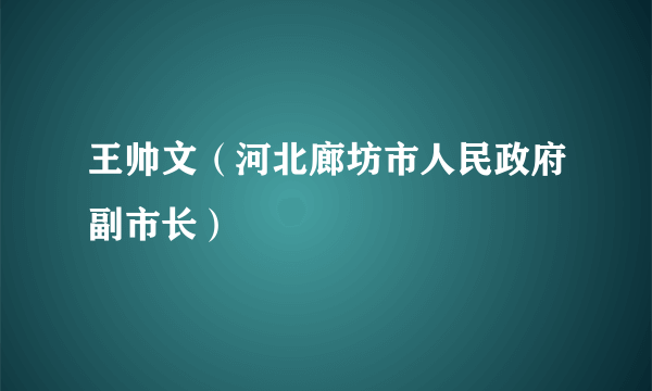 王帅文（河北廊坊市人民政府副市长）