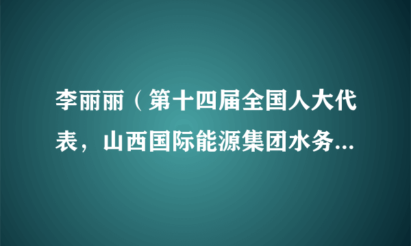 李丽丽（第十四届全国人大代表，山西国际能源集团水务投资管理首席工程师）