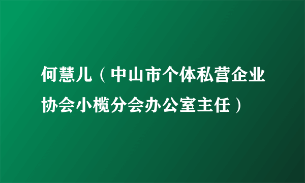 何慧儿（中山市个体私营企业协会小榄分会办公室主任）