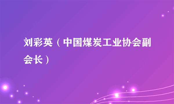 刘彩英（中国煤炭工业协会副会长）