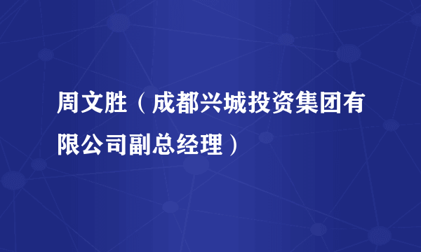 周文胜（成都兴城投资集团有限公司副总经理）