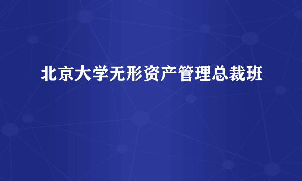 北京大学无形资产管理总裁班