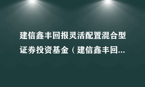 建信鑫丰回报灵活配置混合型证券投资基金（建信鑫丰回报混合C）