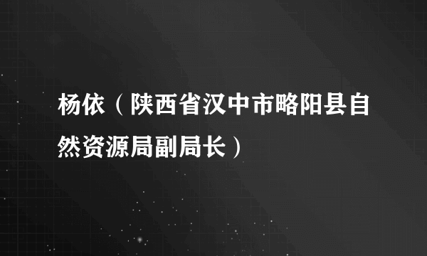 杨依（陕西省汉中市略阳县自然资源局副局长）