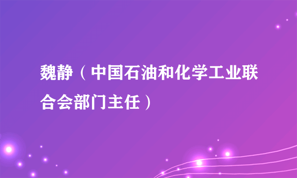 魏静（中国石油和化学工业联合会部门主任）