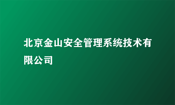 北京金山安全管理系统技术有限公司