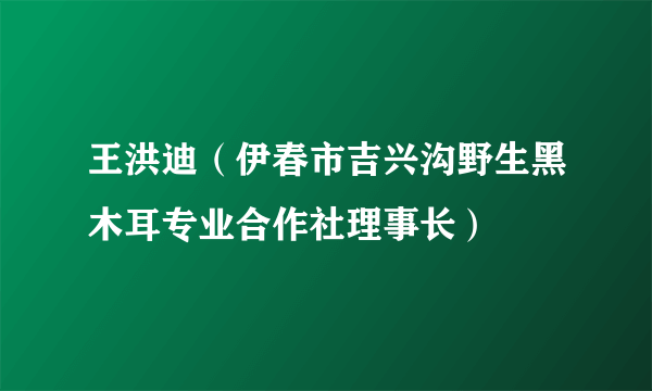 王洪迪（伊春市吉兴沟野生黑木耳专业合作社理事长）