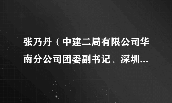 张乃丹（中建二局有限公司华南分公司团委副书记、深圳市国资委团工委副书记）