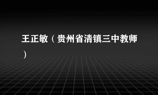 王正敏（贵州省清镇三中教师）