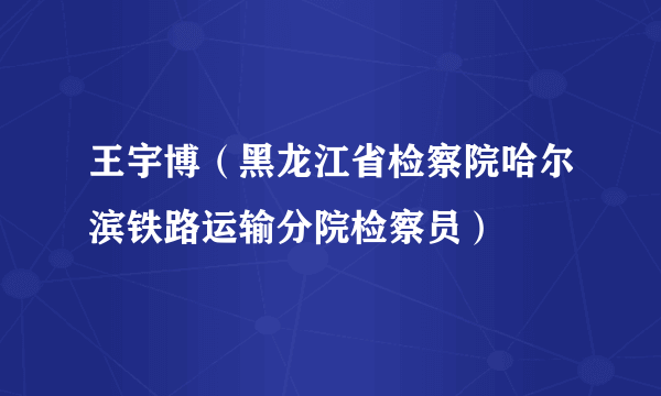 王宇博（黑龙江省检察院哈尔滨铁路运输分院检察员）