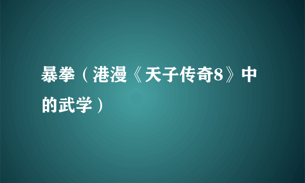 暴拳（港漫《天子传奇8》中的武学）