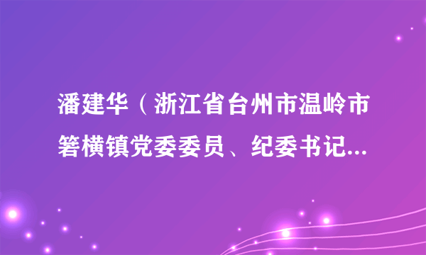 潘建华（浙江省台州市温岭市箬横镇党委委员、纪委书记、三级主任科员）