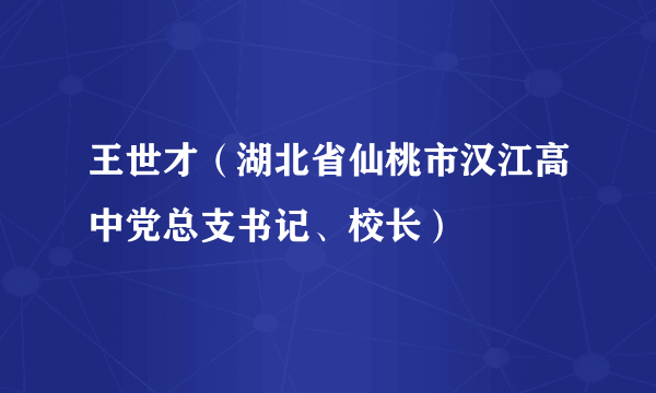 王世才（湖北省仙桃市汉江高中党总支书记、校长）