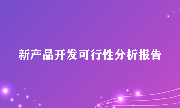 新产品开发可行性分析报告