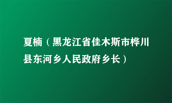 夏楠（黑龙江省佳木斯市桦川县东河乡人民政府乡长）